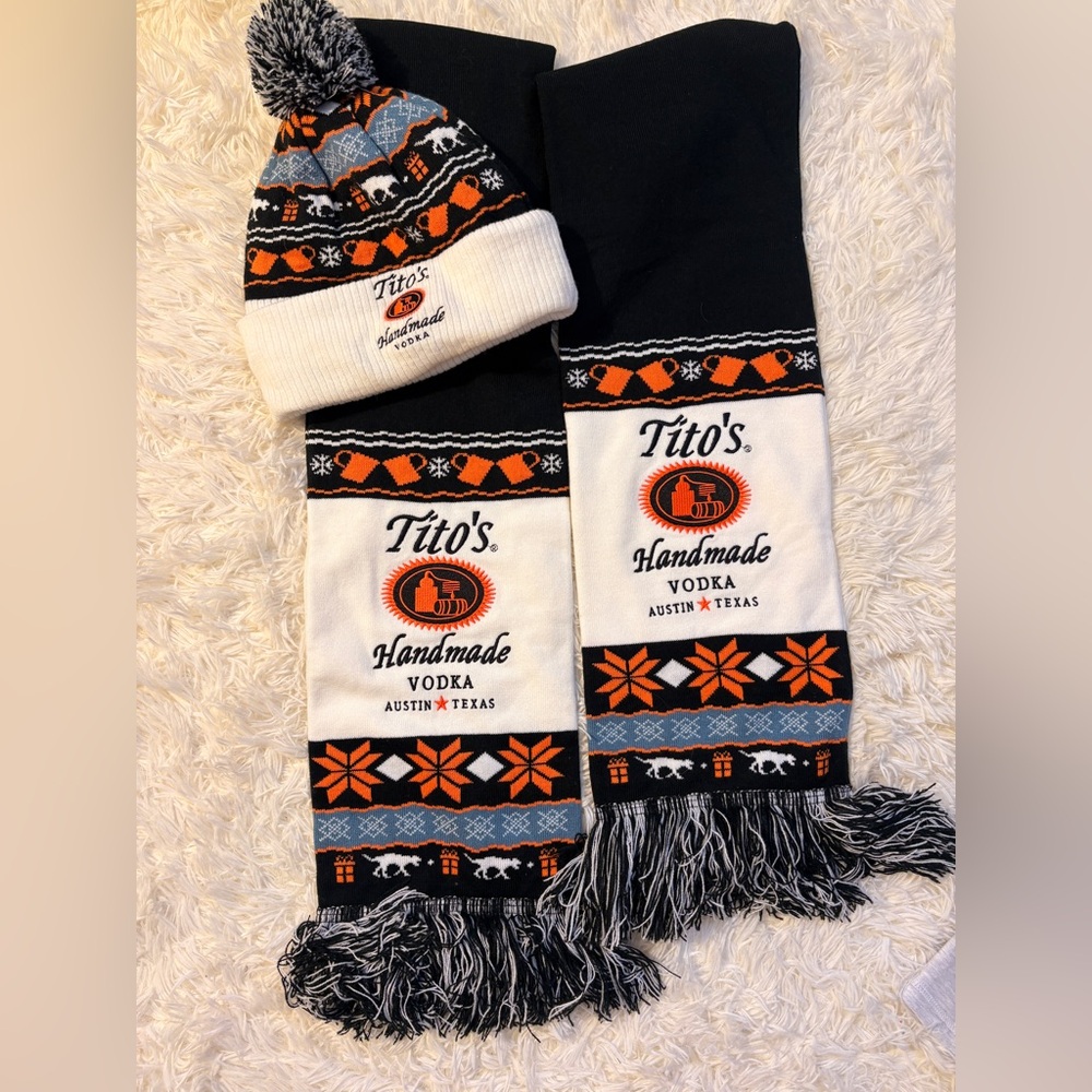 Tito's Handmade Vodka Black and White Knit Hat